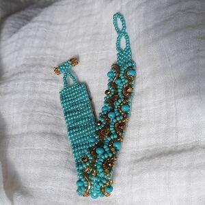 Turquoise and gold beaded bracelet beautiful tribal boho